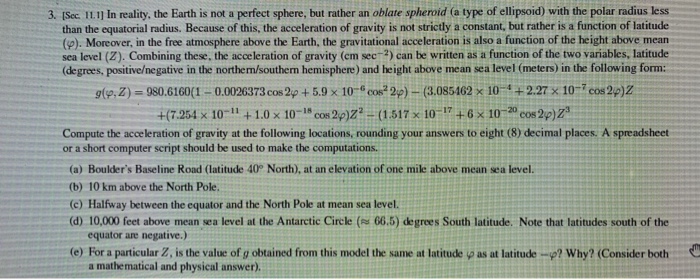 Solved 3. [Sec. 11. 1) In reality, the Earth is not a | Chegg.com