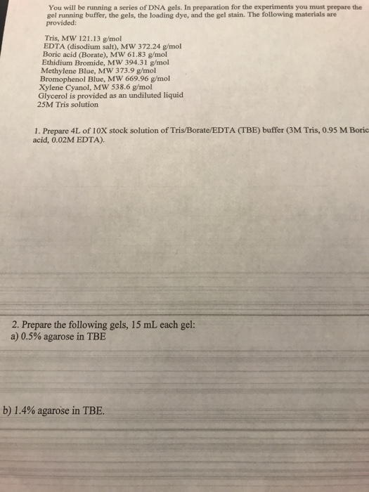 Solved You will be running a series of DNA gels. In