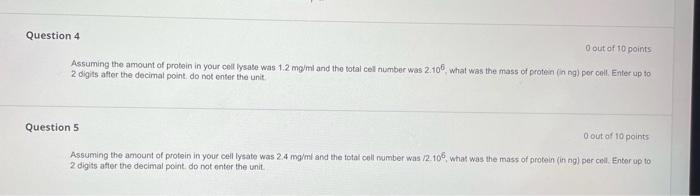 Solved 0 out of 10 points Assuming the amount of protein in | Chegg.com