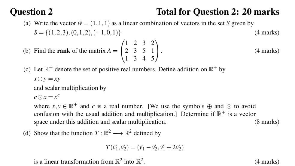 Solved . Question 2 Total for Question 2: 20 marks (a) Write