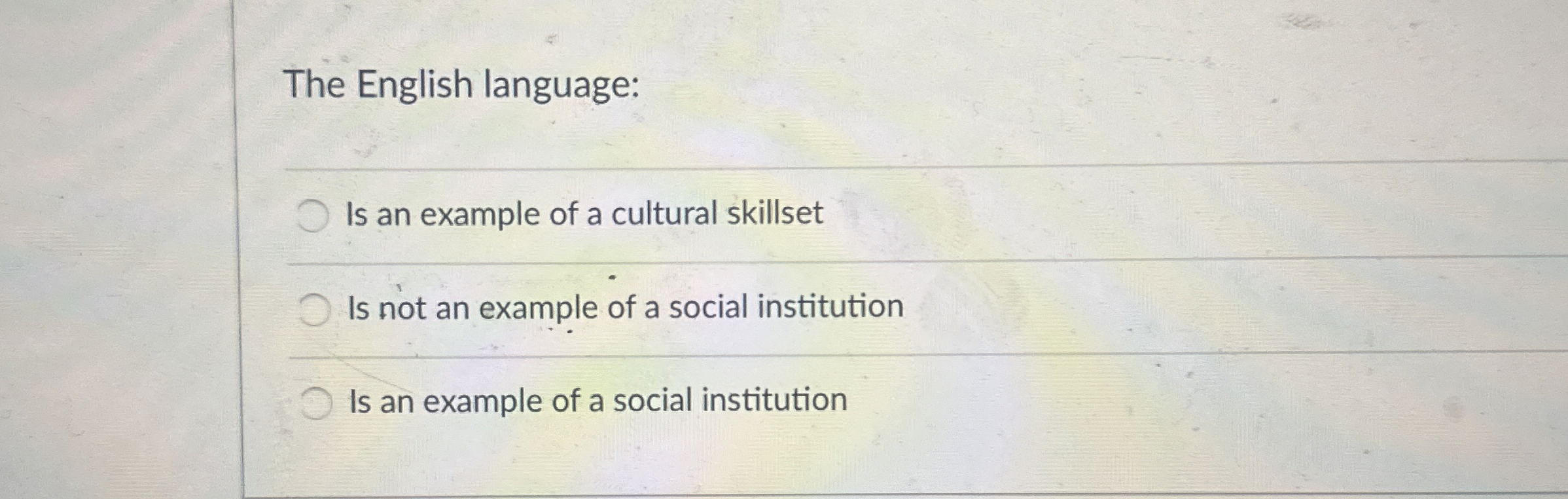 Solved The English language:Is an example of a cultural | Chegg.com