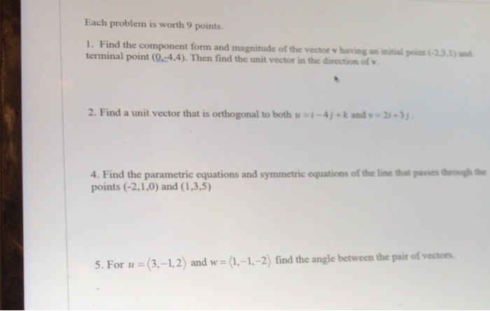 Solved Each problem is worth 9 points. 1. Find the component | Chegg.com