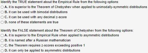 Solved Identify the TRUE statement about the Empirical Rule | Chegg.com