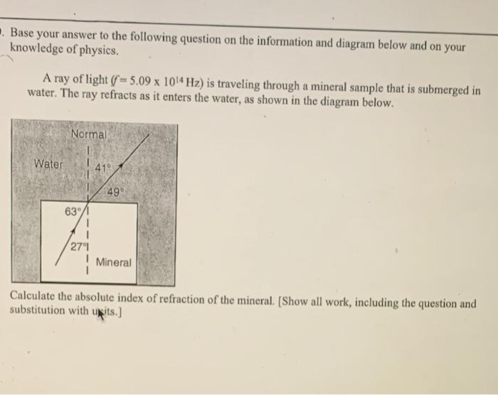 Solved Base your answer to the following question on the | Chegg.com