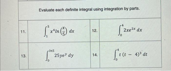 Solved Evaluate each definite integral using integration by | Chegg.com