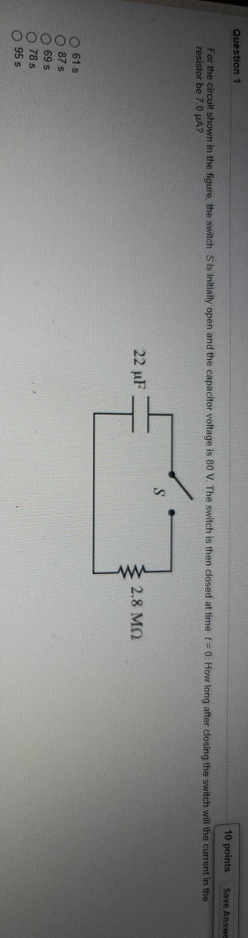 Solved Question 1 10 points Save Answe For the circuit shown | Chegg.com