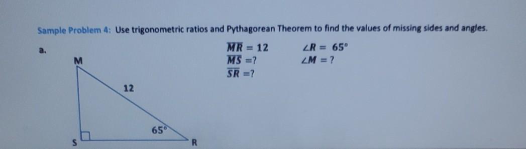 problem solving involving trigonometric ratios