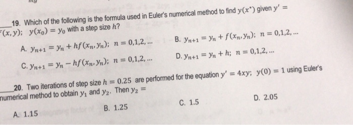 Solved 19 Which Of The Following Is The Formula Used In Chegg Com