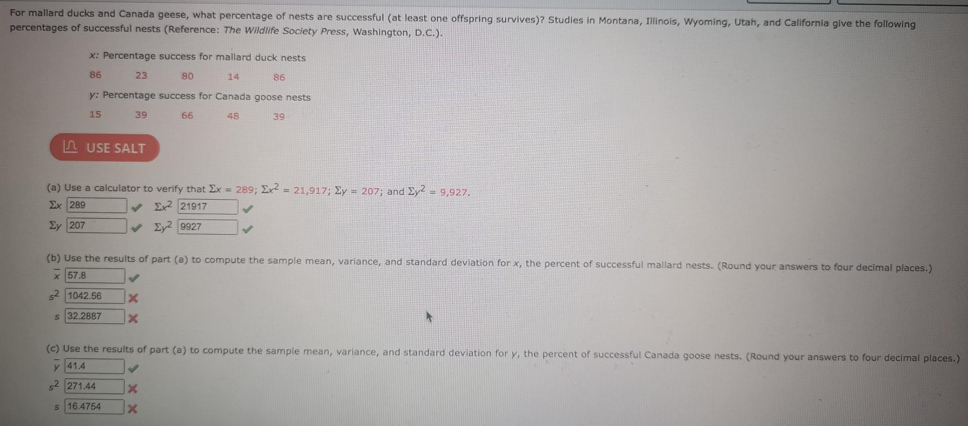 Solved For mallard ducks and Canada geese what percentage Chegg