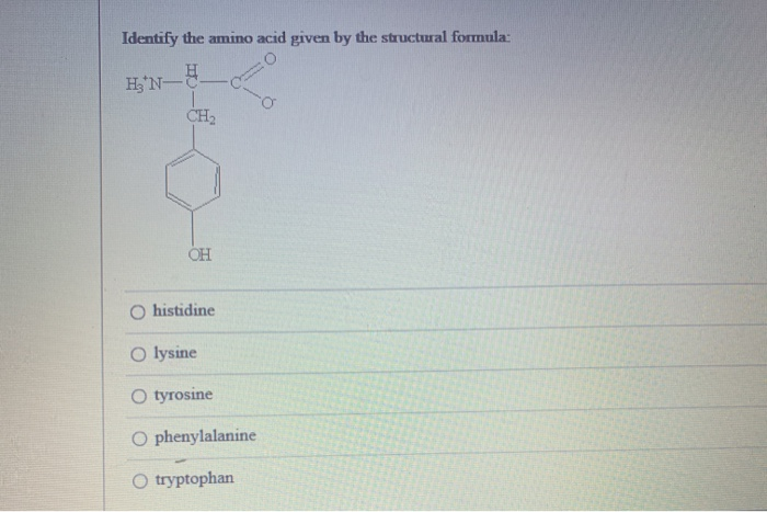 Solved Identify the amino acid given by the structural | Chegg.com