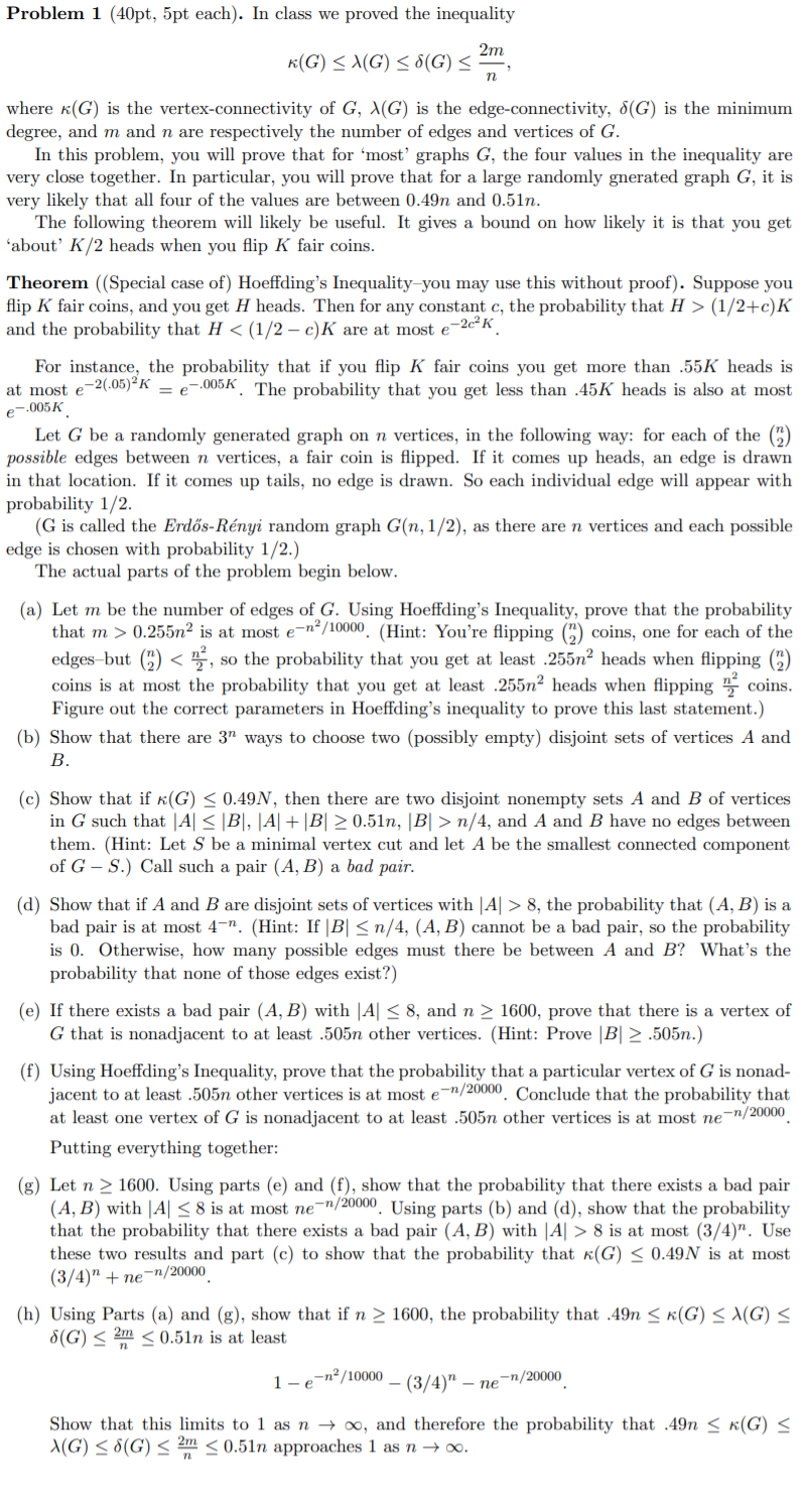 Solved Do problem (d) ﻿ Problem 1 (40pt, 5pt each). ﻿In | Chegg.com