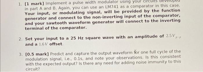 Solved 1. [1 mark] Implement a pulse width modulator using | Chegg.com