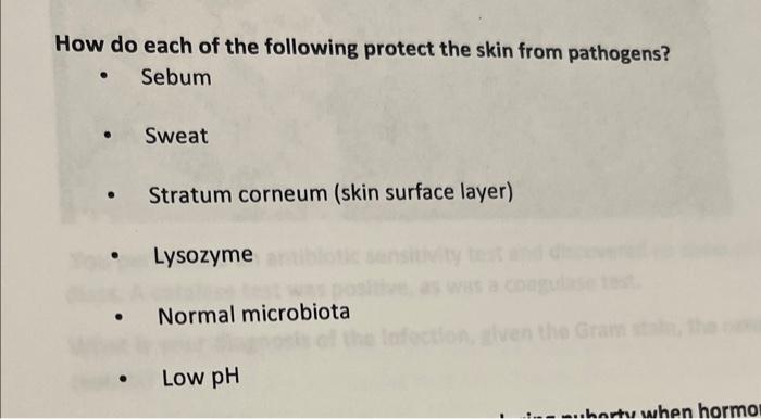 Solved How do each of the following protect the skin from | Chegg.com
