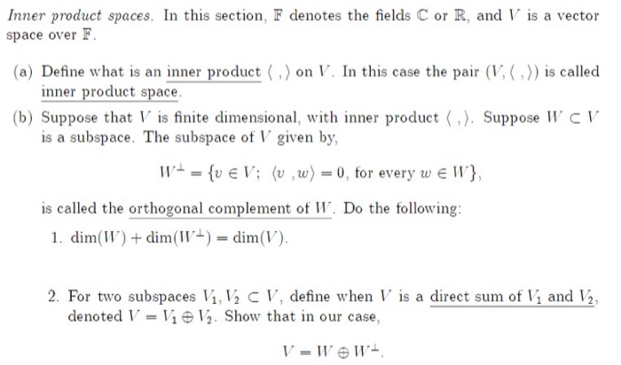 Solved Inner Product Spaces In This Section F Denotes The Chegg Com