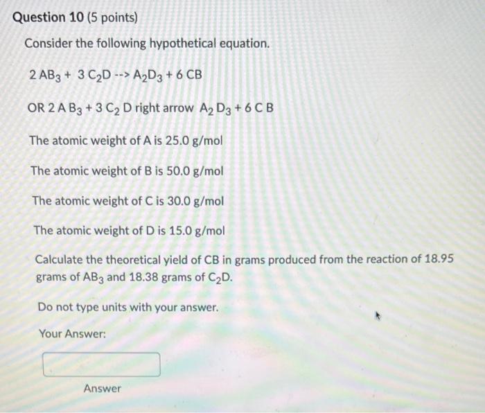 Solved Consider The Following Hypothetical Equation. | Chegg.com