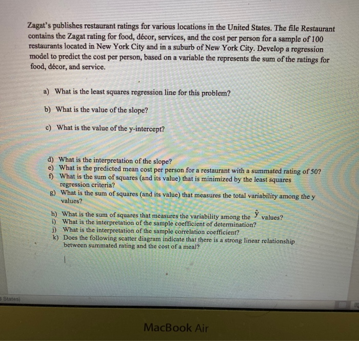 Zagat's publishes restaurant ratings for various