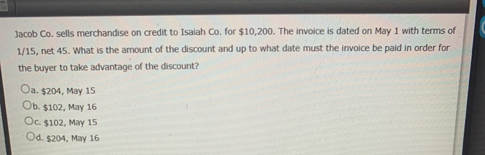 Solved Jacob Co. sells merchandise on credit to Isaiah Co. Chegg