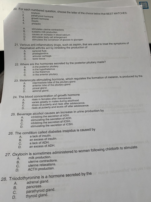 Solved 1. All hormones are steroids. proteins. inorganic | Chegg.com