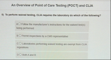 Solved An Overview of Point of Care Testing (POCT) ﻿and | Chegg.com