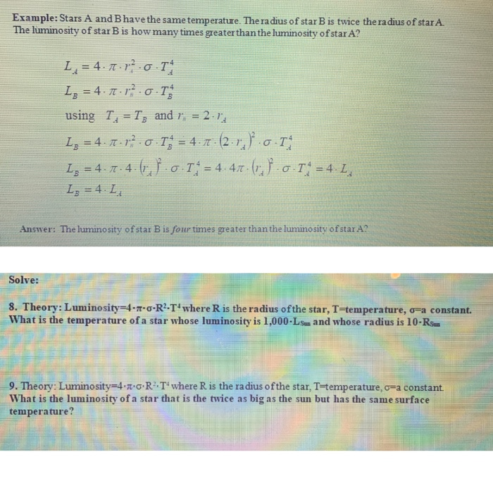 Example: Stars A And B Have The Same Temperature. The | Chegg.com