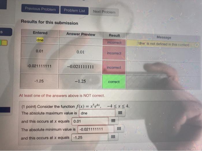 Solved Previous Problem Problem List Next Problem Results | Chegg.com