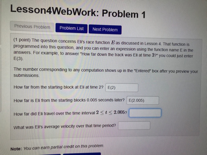 Solved Lesson4WebWork: Problem 1 Previous Problem Problem | Chegg.com