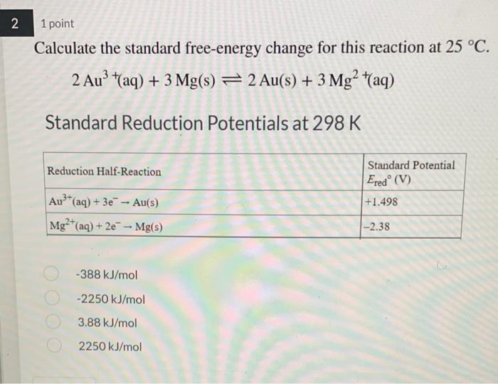 Solved Calculate the standard free-energy change for this | Chegg.com