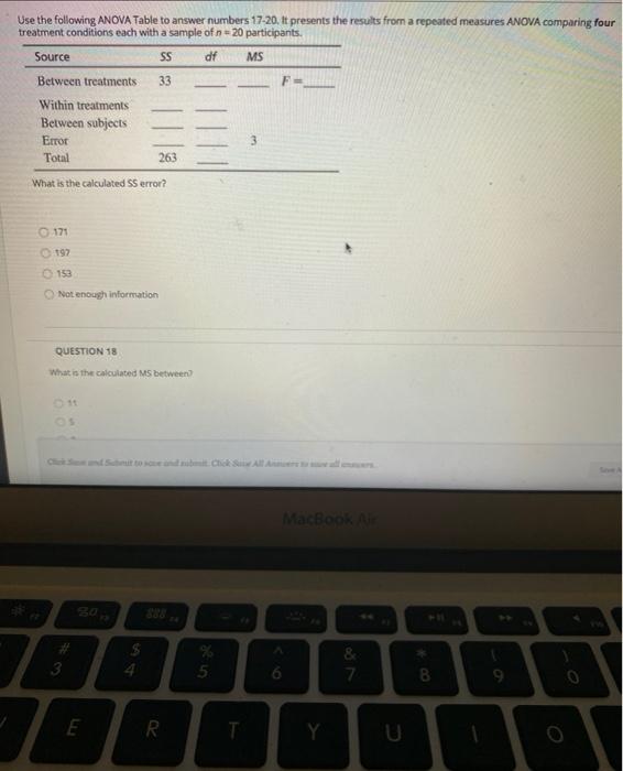 Solved Use the following ANOVA Table to answer numbers | Chegg.com