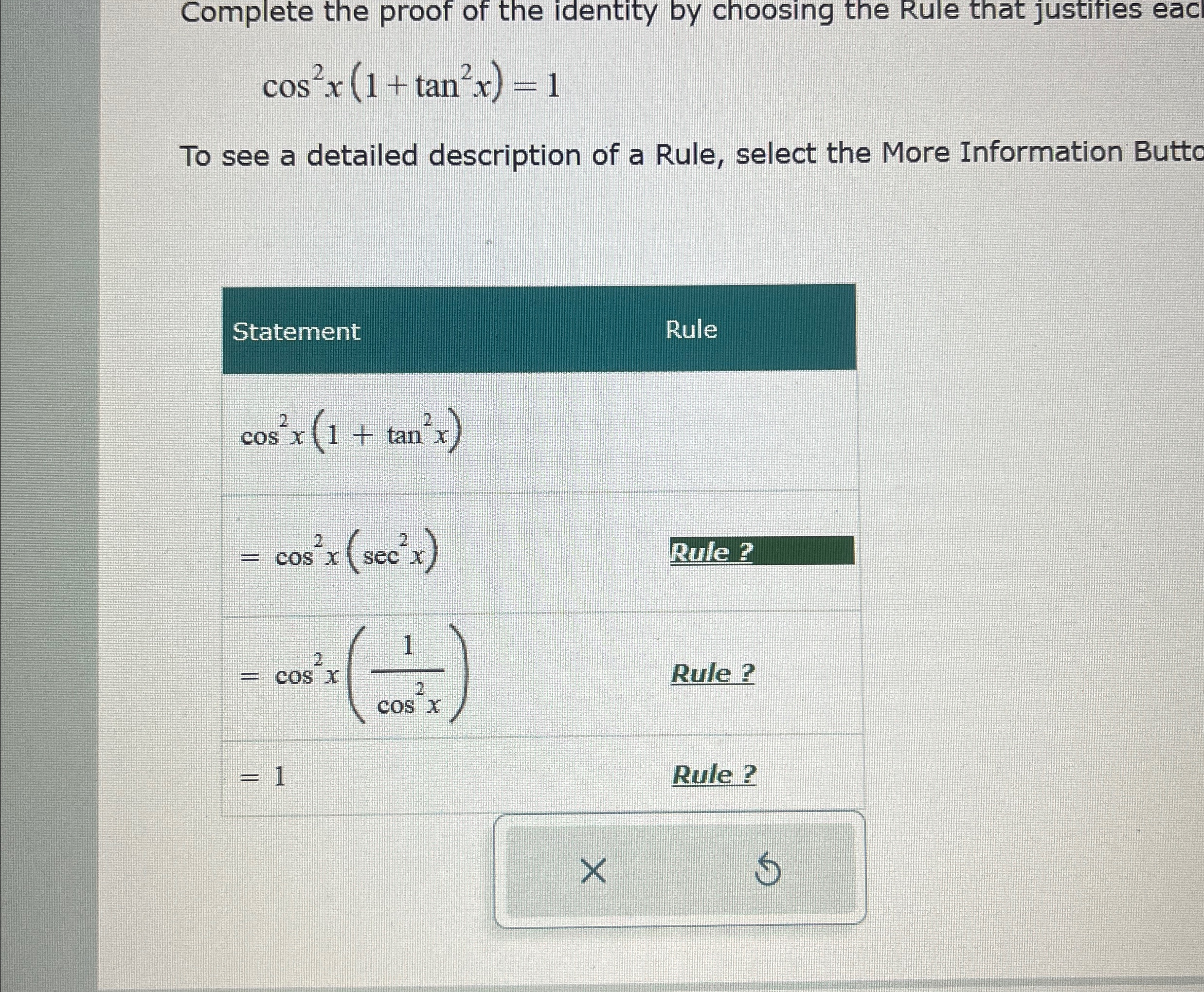 Solved Complete the proof of the identity by choosing the | Chegg.com