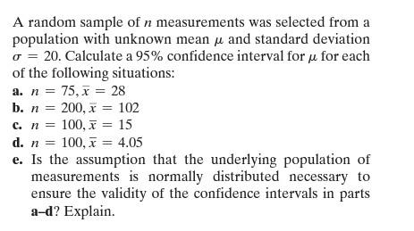 Measurements Random Solved A random sample of n measurements was selected from a | Chegg.com