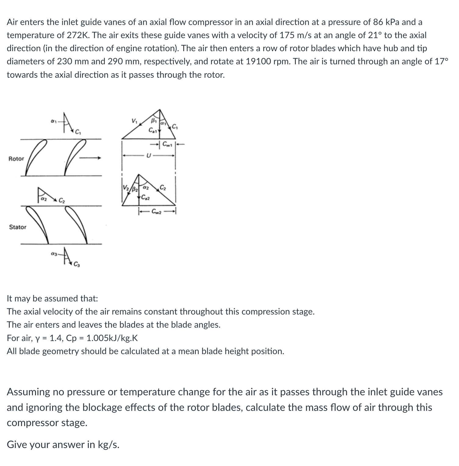 Solved Air enters the inlet guide vanes of an axial flow | Chegg.com
