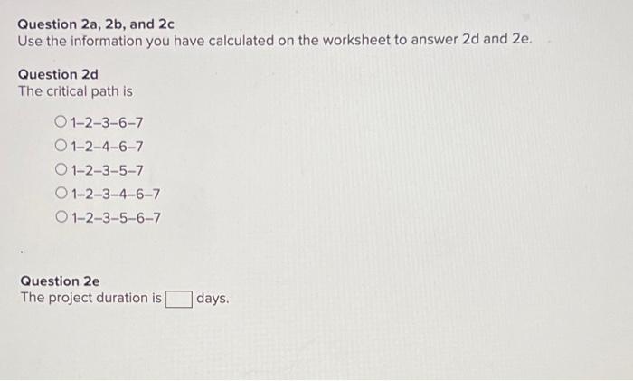 Solved 2. Given the following information for a project: | Chegg.com