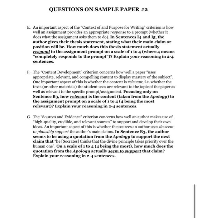 SAMPLE PAPER PROMPT The following is the paper prompt | Chegg.com