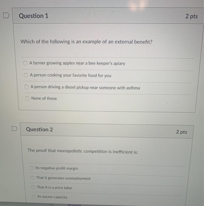 Solved Question 1 2 pts Which of the following is an example | Chegg.com