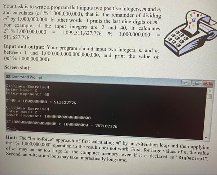 Solved Your Task Is To Write A Program That Inputs Two | Chegg.com