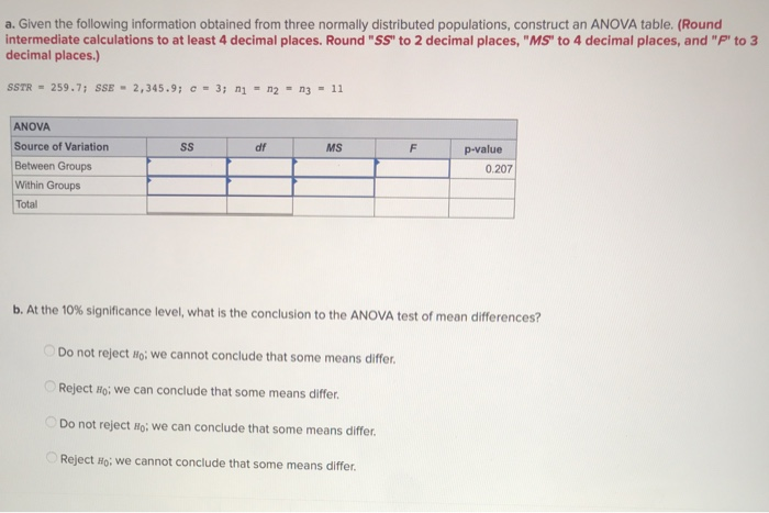 Solved a. Given the following information obtained from | Chegg.com