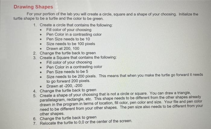 Solved General Directions Turtle graphics comes with your | Chegg.com