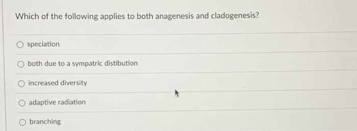 Solved Which of the following applies to both anagenesis and | Chegg.com