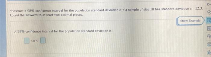 Solved Construct a 98% confidence interval for the | Chegg.com