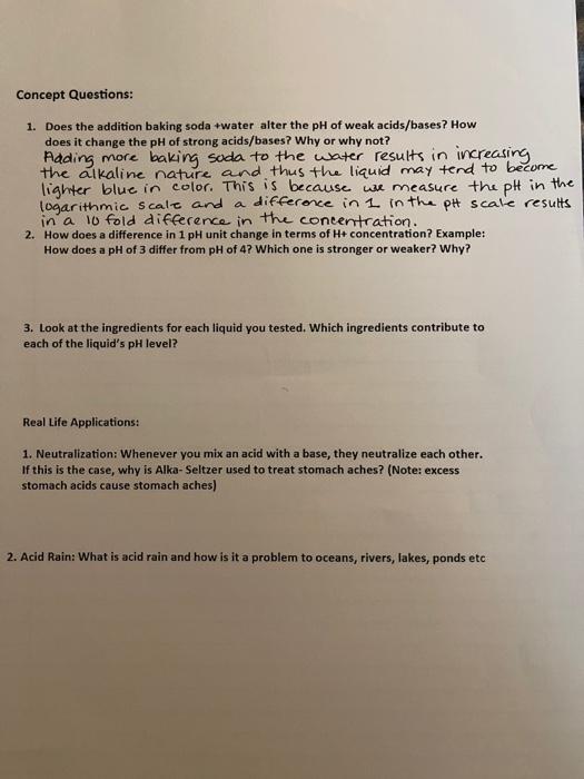 Solved I am doing the Red Cabbage Lab Acids and Bases. I