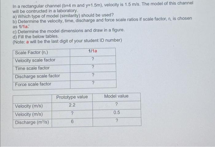 Solved In A Rectangular Channel (b=4 M And Y=1.5 M), | Chegg.com