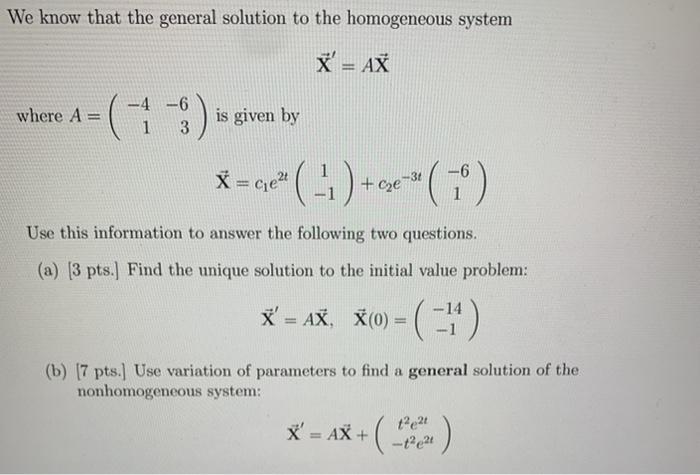 Solved We know that the general solution to the homogeneous | Chegg.com