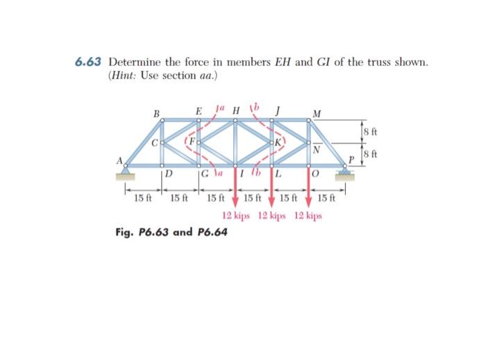 Solved 6.63 Determine the force in members EH and GI of the | Chegg.com