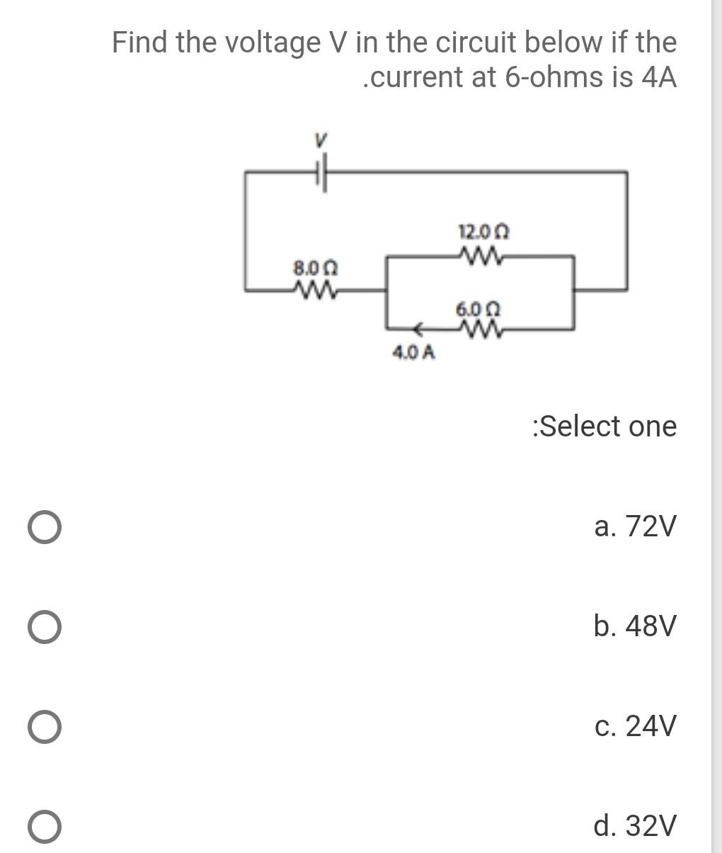 Solved Find the voltage V in the circuit below if the | Chegg.com