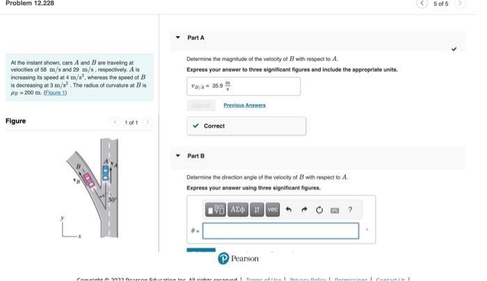 Solved At The Instant Shown, Cars A And B Are Traveling At | Chegg.com