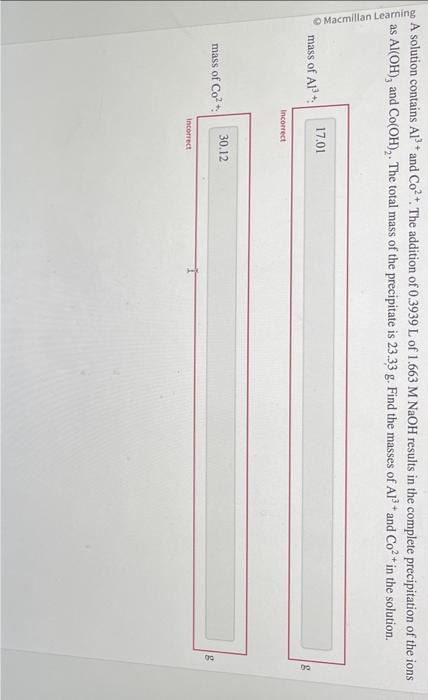 Solved A solution contains Al3+ and Co2+. The addition of | Chegg.com