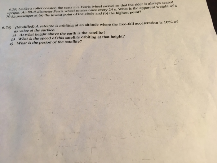 Solved 0.28) Unlike a roller coaster, the seats in a Ferris