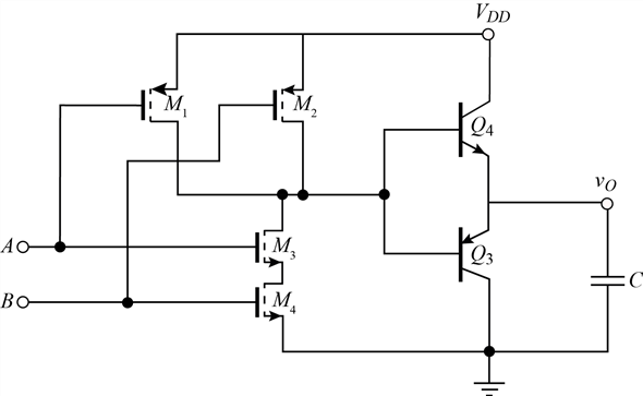 Solved A Draw The Circuit For A Two Input Bicmos Nand Gate Chegg Com