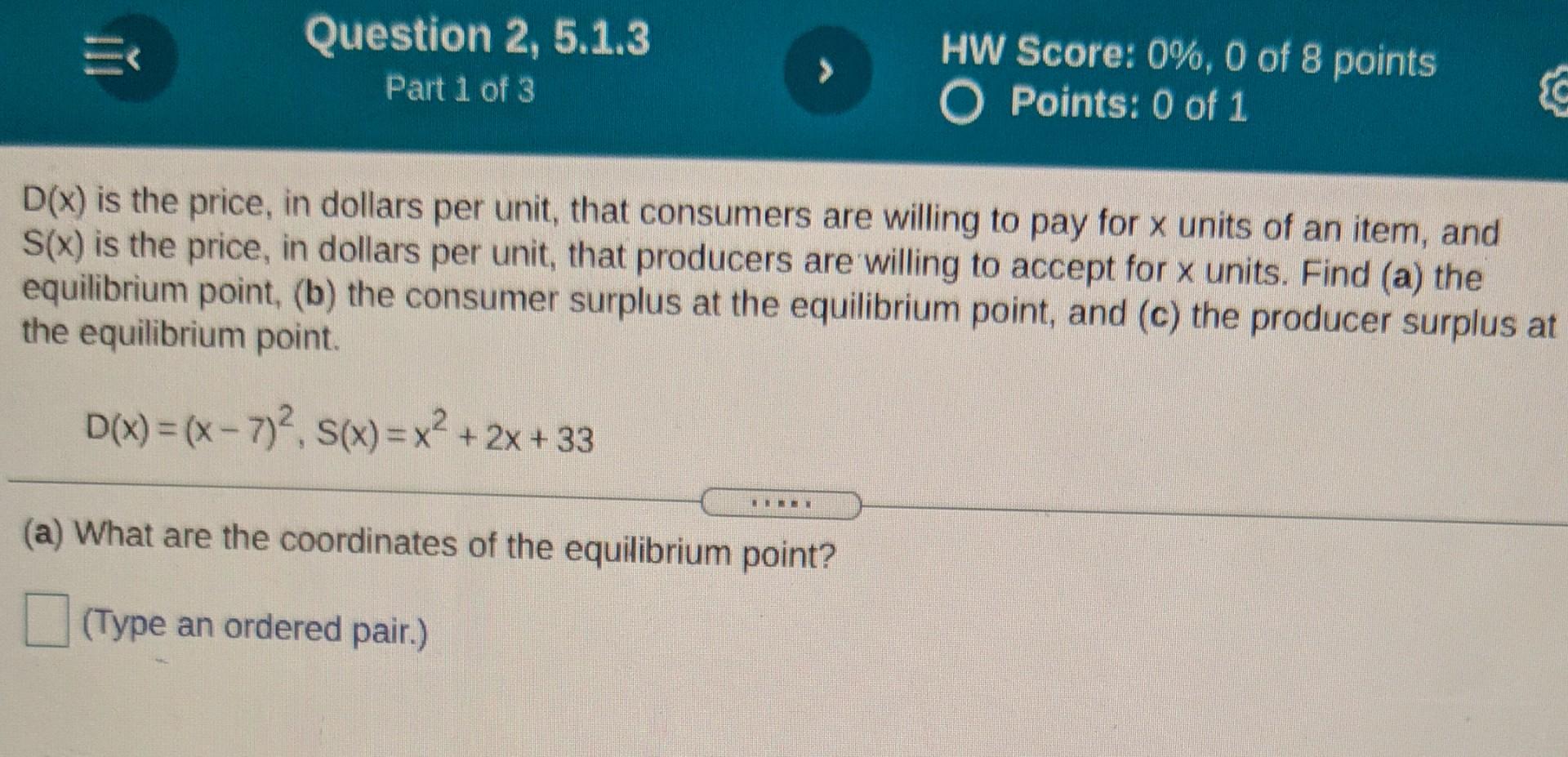 Solved D(x) is the price, in dollars per unit, that