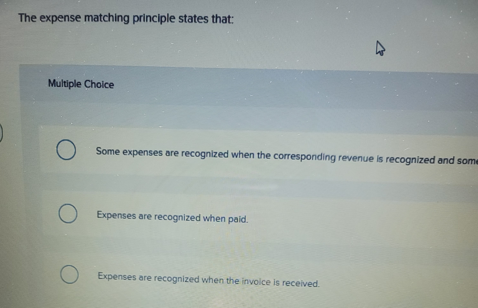 Solved The expense matching principle states that:Multiple | Chegg.com